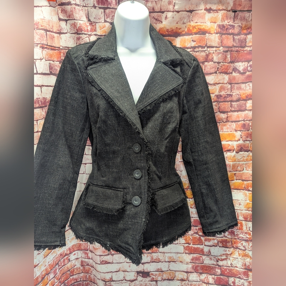 Vintage Cache black heathered denim blazer size 4. Beautiful!!!!